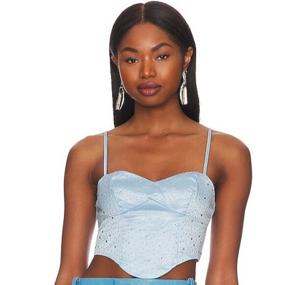 Superdown Janet Corset Top in Light Blue XL - Picture 1 of 11